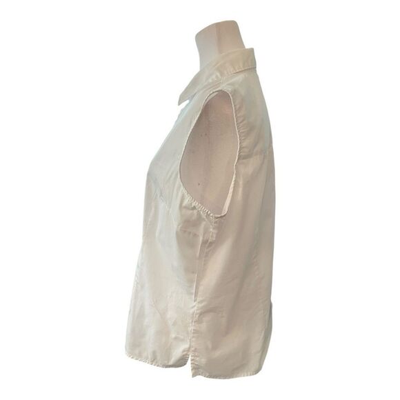 Basic Editions White Sleeveless Button Down Shirt - Picture 3 of 5